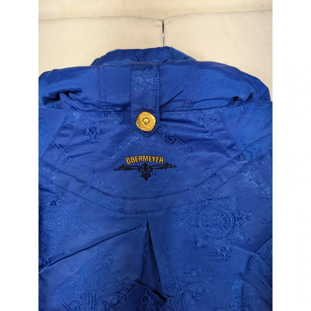 Obermeyer Royal Blue Damask‎ Pattern Hooded Ski Jacket Women's Size 12